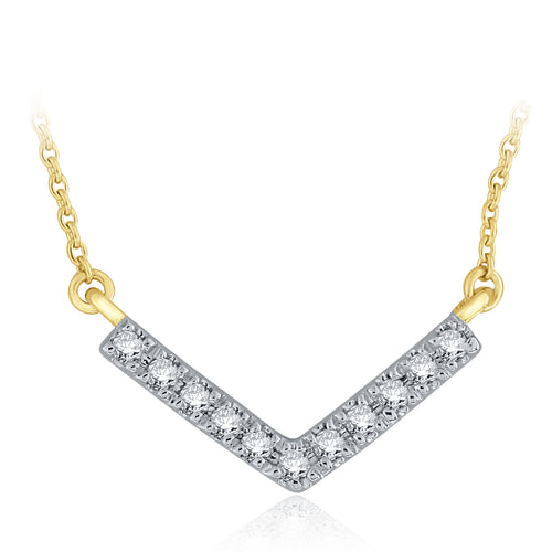 14k Yellow Gold and Diamond Broad V-Shaped Suspended Pendant Necklace (0.06 cttw, H-I Color, I1-I2 Clarity), 18