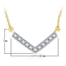 Load image into Gallery viewer, 14k Yellow Gold and Diamond Broad V-Shaped Suspended Pendant Necklace (0.06 cttw, H-I Color, I1-I2 Clarity), 18&quot;