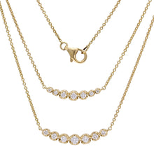 Load image into Gallery viewer, 14k Yellow Gold 3/8 Cttw Round Diamond Petite Two-Tier Crescent Necklace, 16&quot;/18&quot; (H-I Color, SI2-I1 Clarity)
