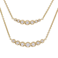 Load image into Gallery viewer, 14k Yellow Gold 3/8 Cttw Round Diamond Petite Two-Tier Crescent Necklace, 16&quot;/18&quot; (H-I Color, SI2-I1 Clarity)