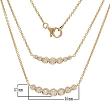 Load image into Gallery viewer, 14k Yellow Gold 3/8 Cttw Round Diamond Petite Two-Tier Crescent Necklace, 16&quot;/18&quot; (H-I Color, SI2-I1 Clarity)