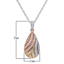 Load image into Gallery viewer, 14k Tri-Color Gold 3/8 Cttw Diamond-Accented Teardrop Shaped 1&quot; Pendant Necklace, 18&quot; (H-I Color, SI2-I1 Clarity)
