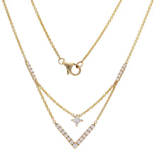 Load image into Gallery viewer, 14k Yellow Gold 0.43 Cttw Diamond-Accented Petite Star and Chevron Two-Tier Necklace, 18&quot; (H-I Color, SI2-I1 Clarity)