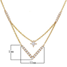 Load image into Gallery viewer, 14k Yellow Gold 0.43 Cttw Diamond-Accented Petite Star and Chevron Two-Tier Necklace, 18&quot; (H-I Color, SI2-I1 Clarity)