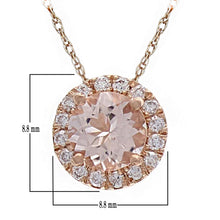 Load image into Gallery viewer, 14k Rose Gold, Morganite &amp; 0.15 Cttw Diamond Petite 3/8&quot; Pendant Necklace, 18&quot; (H-I Color, I1-I2 Clarity)