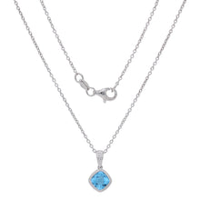 Load image into Gallery viewer, Sterling Silver &amp; Checkerboard-Cushion-Cut Garnet, Amethyst or Blue Topaz Pendant Necklace, 18&quot;