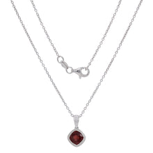 Load image into Gallery viewer, Sterling Silver &amp; Checkerboard-Cushion-Cut Garnet, Amethyst or Blue Topaz Pendant Necklace, 18&quot;