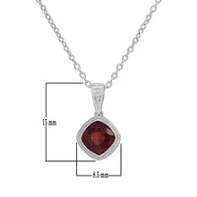 Load image into Gallery viewer, Sterling Silver &amp; Checkerboard-Cushion-Cut Garnet, Amethyst or Blue Topaz Pendant Necklace, 18&quot;