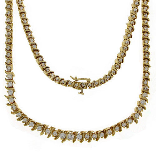 14k Yellow Gold 5ctw Diamond Graduated Eternity Love Necklace