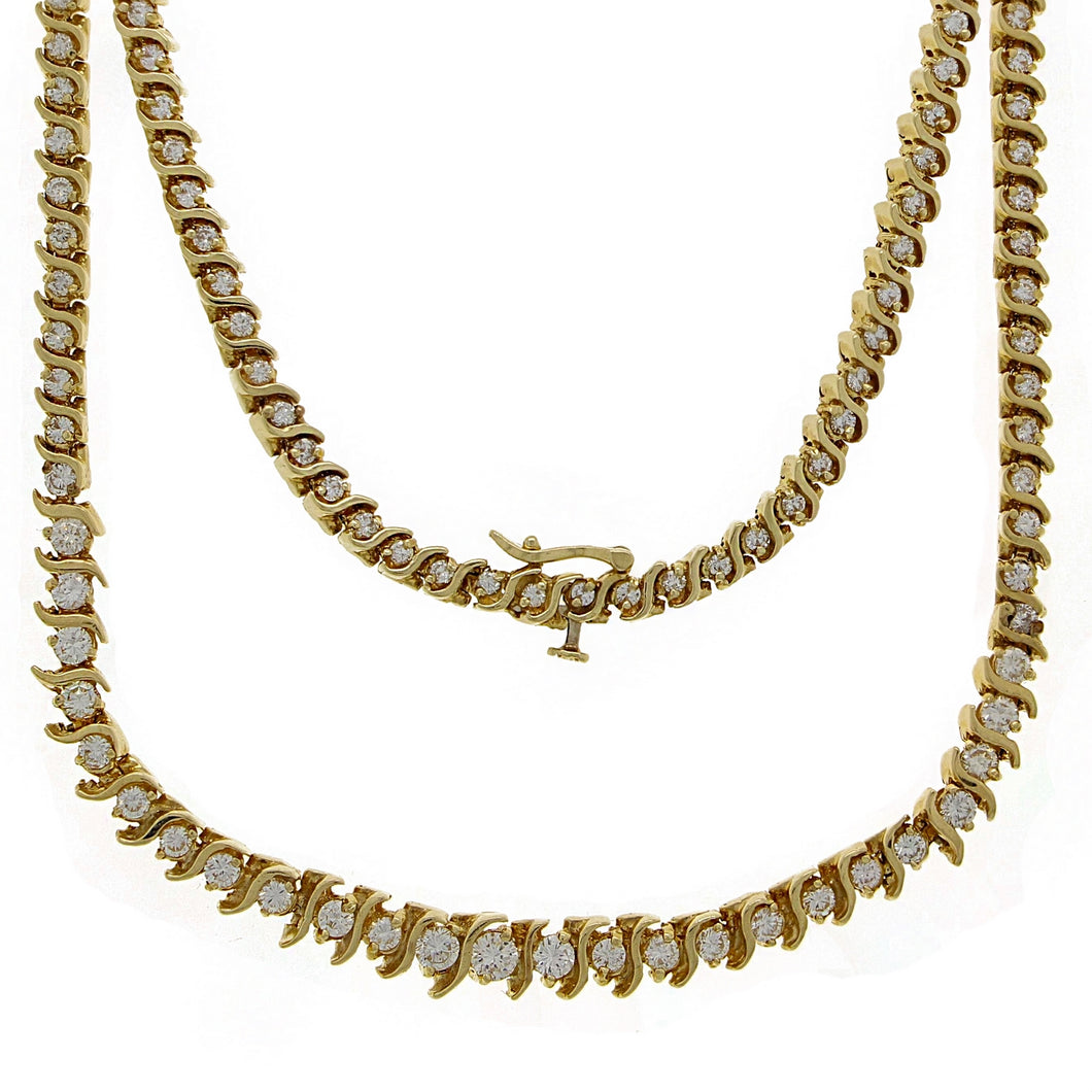 14k Yellow Gold 5ctw Diamond Graduated Eternity Love Necklace