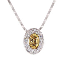 Load image into Gallery viewer, Italian 14k White Gold 0.87ctw Citrine &amp; Diamond Oval Floating Pendant, 18&quot;