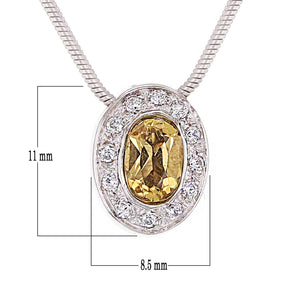Italian 14k White Gold 0.87ctw Citrine & Diamond Oval Floating Pendant, 18"
