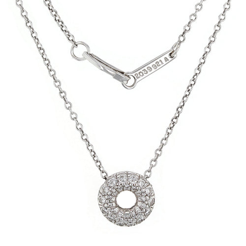 18k White Gold 1/2ctw Diamond Floating Circle Pendant Necklace