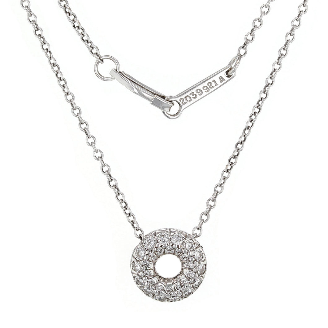 18k White Gold 1/2ctw Diamond Floating Circle Pendant Necklace