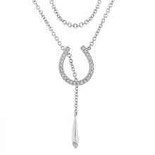Load image into Gallery viewer, 14k White Gold 0.16ctw Diamond Lucky Horseshoe Cable Link Necklace