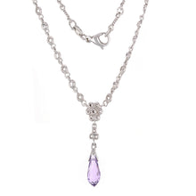 Load image into Gallery viewer, Italian 14k White Gold 3.70ctw Amethyst Briolette Vintage Style Necklace, 18&quot;