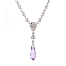 Load image into Gallery viewer, Italian 14k White Gold 3.70ctw Amethyst Briolette Vintage Style Necklace, 18&quot;