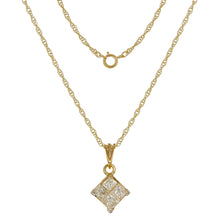Load image into Gallery viewer, 14k Yellow Gold 1ctw Diamond Square Pendant Necklace Set