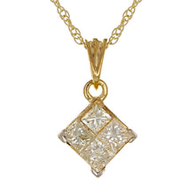 Load image into Gallery viewer, 14k Yellow Gold 1ctw Diamond Square Pendant Necklace Set