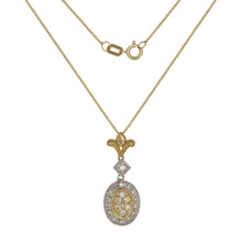 Load image into Gallery viewer, 14k Yellow &amp; White Gold 0.35ctw Diamond Deco Style Drop Pendant Necklace
