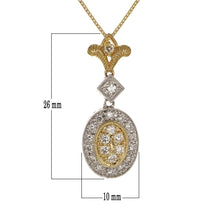 Load image into Gallery viewer, 14k Yellow &amp; White Gold 0.35ctw Diamond Deco Style Drop Pendant Necklace