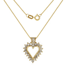 Load image into Gallery viewer, 10k Yellow Gold 1ctw Diamond Cluster Heart Pendant Necklace