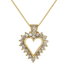 Load image into Gallery viewer, 10k Yellow Gold 1ctw Diamond Cluster Heart Pendant Necklace