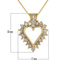 Load image into Gallery viewer, 10k Yellow Gold 1ctw Diamond Cluster Heart Pendant Necklace