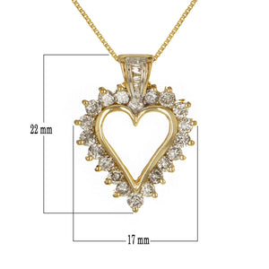 10k Yellow Gold 1ctw Diamond Cluster Heart Pendant Necklace