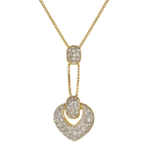 14k Yellow Gold 3/4ctw Diamond Dangle Heart Drop Pendant Necklace