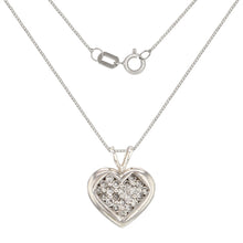 Load image into Gallery viewer, 14k White Gold 1/2ctw Diamond Double Bail Heart Pendant Necklace