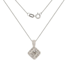 Load image into Gallery viewer, 14k White Gold 0.58ctw Diamond Square Pendant Necklace