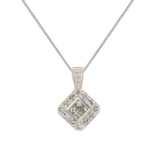 Load image into Gallery viewer, 14k White Gold 0.58ctw Diamond Square Pendant Necklace