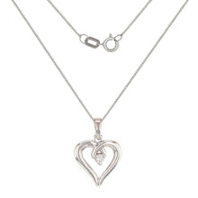 Load image into Gallery viewer, 14k White Gold 0.12ctw Diamond Solitaire Heart  Pendant Necklace