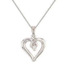 Load image into Gallery viewer, 14k White Gold 0.12ctw Diamond Solitaire Heart  Pendant Necklace