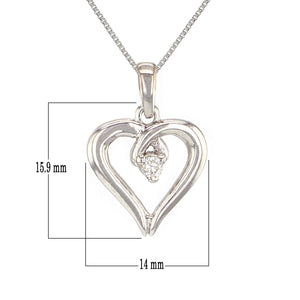 14k White Gold 0.12ctw Diamond Solitaire Heart  Pendant Necklace