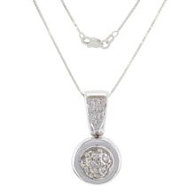 Load image into Gallery viewer, 14k White Gold 1/4ctw Diamond Pave Circle Drop Pendant  Necklace