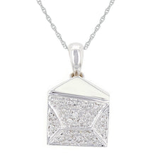 Load image into Gallery viewer, 14k White Gold 0.17ctw Round Diamond Pave Purse Pendant Necklace, 18&quot;