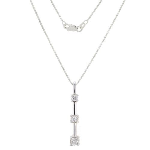 14k White Gold 1/2ctw Diamond Anniversary Past, Present, Future Pendant Necklace, 18