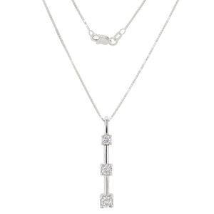 14k White Gold 1/2ctw Diamond Anniversary Past, Present, Future Pendant Necklace, 18"