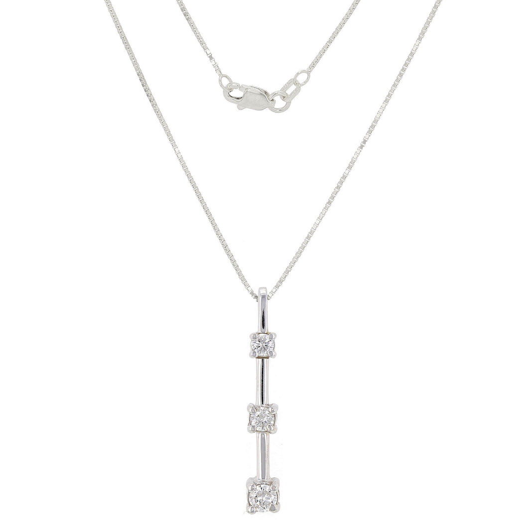 14k White Gold 1/2ctw Diamond Anniversary Past, Present, Future Pendant Necklace, 18