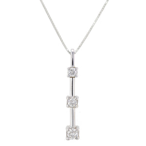 14k White Gold 1/2ctw Diamond Anniversary Past, Present, Future Pendant Necklace, 18"