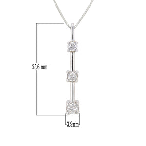 14k White Gold 1/2ctw Diamond Anniversary Past, Present, Future Pendant Necklace, 18"