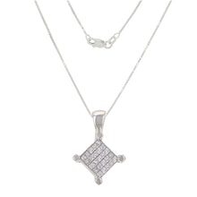 Load image into Gallery viewer, Italian 14k White Gold 1/2ctw Princess Diamond  Square Pendant Necklace, 18&quot;
