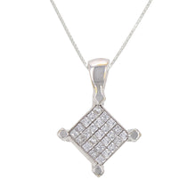 Load image into Gallery viewer, Italian 14k White Gold 1/2ctw Princess Diamond  Square Pendant Necklace, 18&quot;