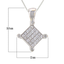 Load image into Gallery viewer, Italian 14k White Gold 1/2ctw Princess Diamond  Square Pendant Necklace, 18&quot;