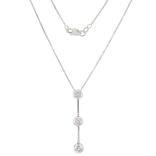 Load image into Gallery viewer, Italian 14k White Gold 0.45ctw Diamond Anniversary Three Stone Pendant  Necklace, 18&quot;