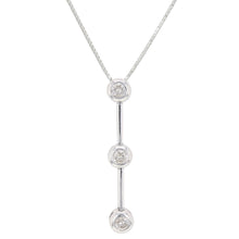 Load image into Gallery viewer, Italian 14k White Gold 0.45ctw Diamond Anniversary Three Stone Pendant  Necklace, 18&quot;