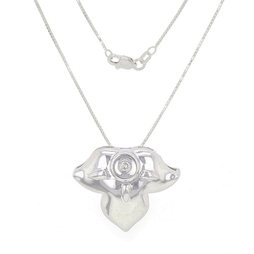 14k White Gold 0.02ctw Diamond Lucky Dream Angel Floating Pendant Necklace, 18