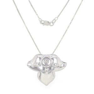 14k White Gold 0.02ctw Diamond Lucky Dream Angel Floating Pendant Necklace, 18"